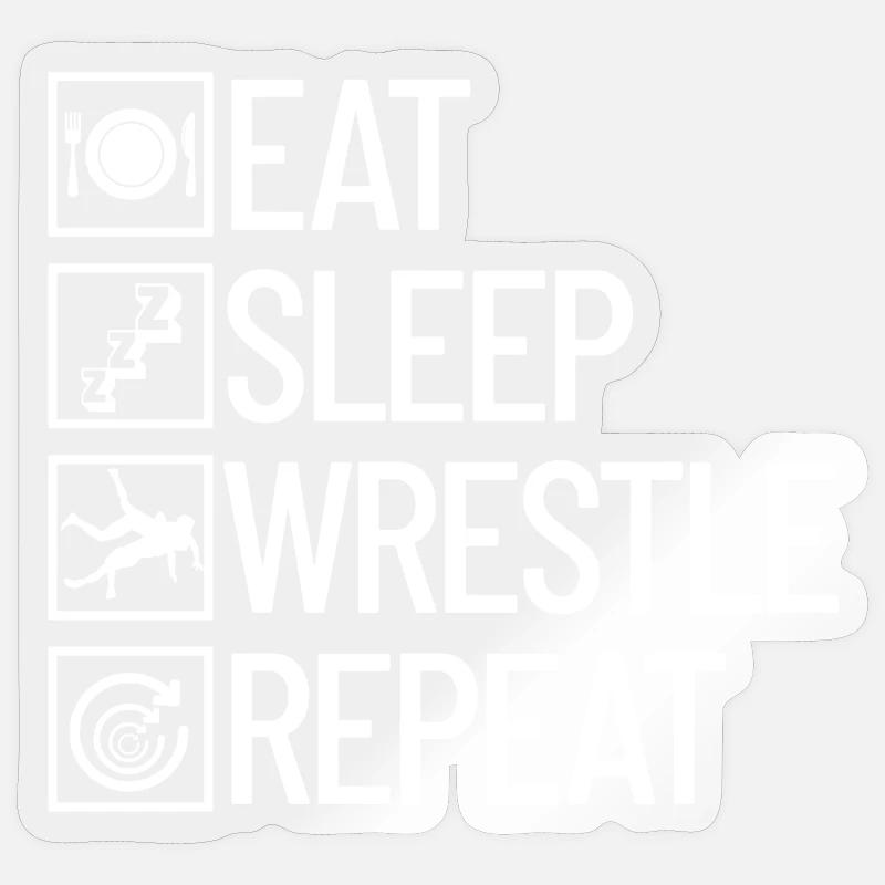 Eating Sleeping Wrestling Repeating Wrestling - Sticker size S (10 x 10 cm) - transparent glossy