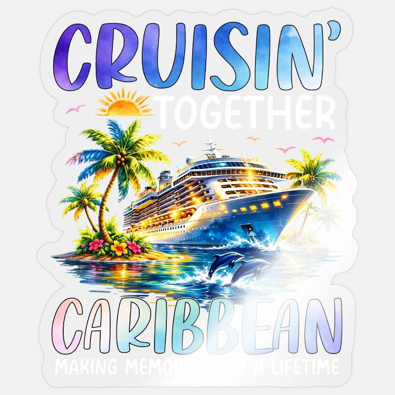 Cruisin Ensemble dans les Caraïbes - Sticker taille S (10 x 10 cm) - brillant transparent