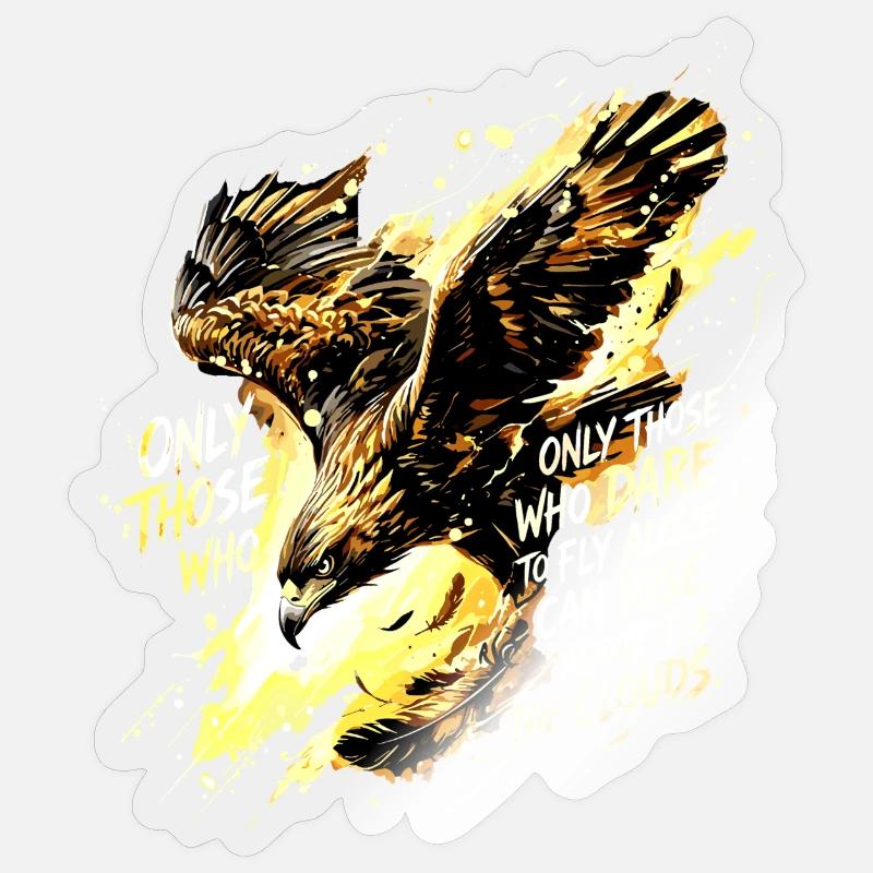 Fly Alone Eagle Quote Art Sticker size S (10 x 10 cm)
