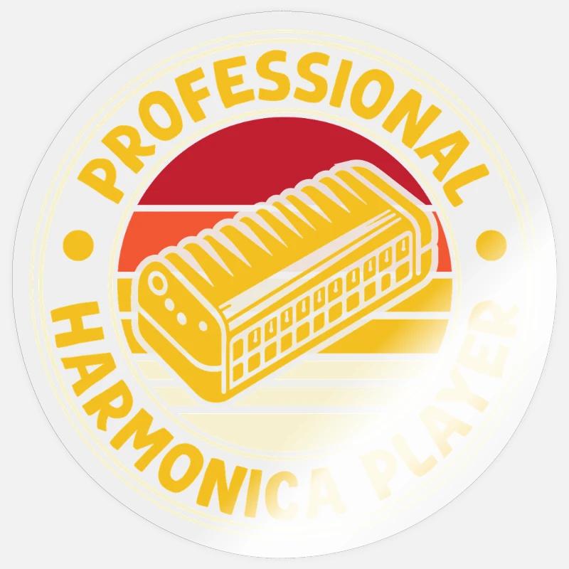 Funny Harmonica Player Professional Harmonica - Sticker taille S (10 x 10 cm) - brillant transparent