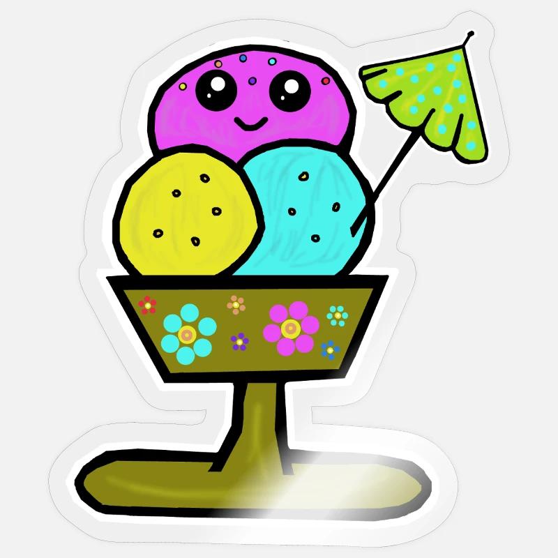 Bunter Eisbecher Eiscreme Eiskreme Eis Sticker size S (10 x 10 cm)
