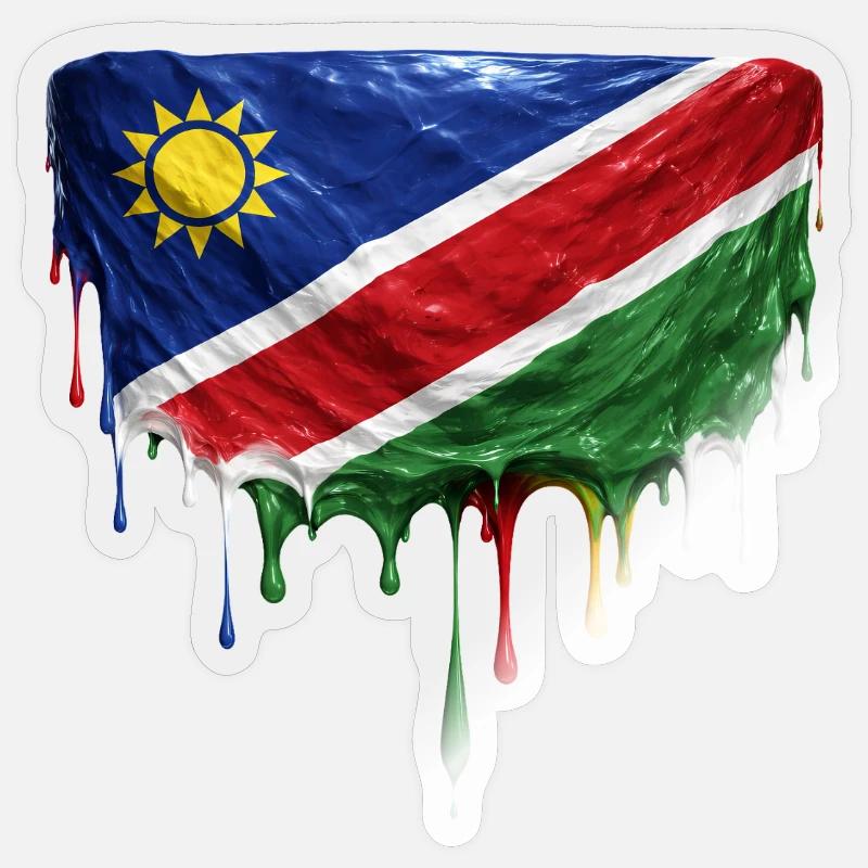 Namibia Flag Drop Art - Sticker size S (10 x 10 cm) - transparent glossy