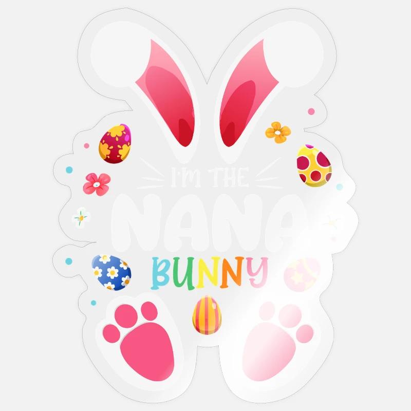 Nana Bunny Easter Cheer - Sticker size S (10 x 10 cm) - transparent glossy