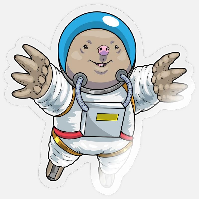 Mole Astronaut Space Sticker size S (10 x 10 cm)