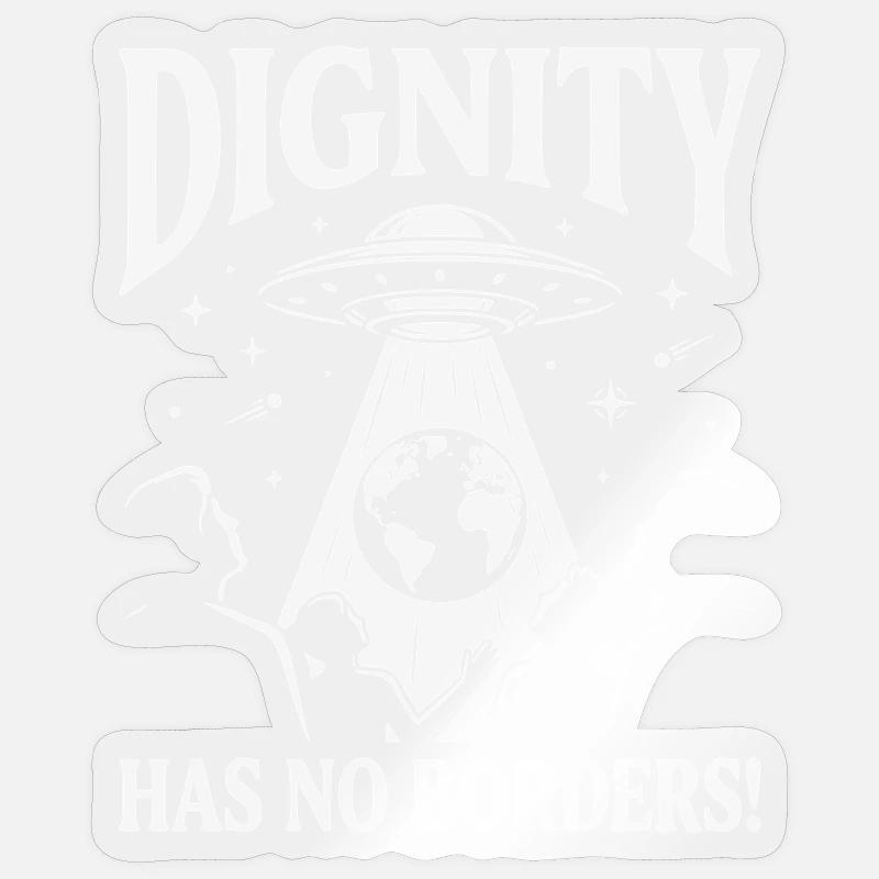 Human Rights Retro Dignity Has No Border Statement Sticker Größe S (10 x 10 cm)