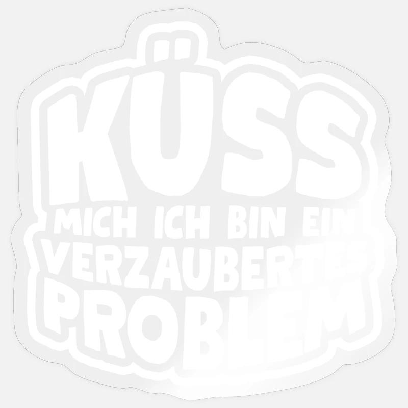 Küss mich ich bin ein verzaubertes Problem - Sticker Größe S (10 x 10 cm) - Transparent glänzend