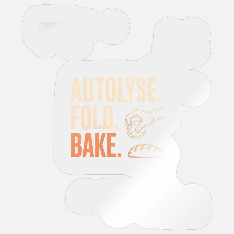 Autolyse Fold Bake Bread Art - Sticker size S (10 x 10 cm) - transparent glossy