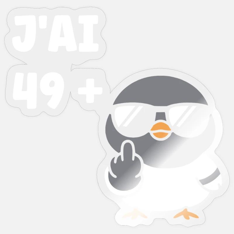 J'ai 49+ attitude - Sticker taille S (10 x 10 cm) - brillant transparent