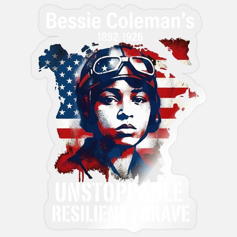 Bessie Coleman Mutig Luftfahrtpionierin Sticker Größe S (10 x 10 cm)