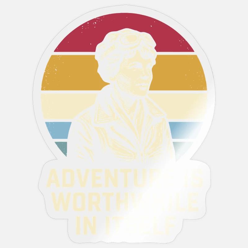 Amelia Earhart The adventure is worthwhile Sticker size S (10 x 10 cm)