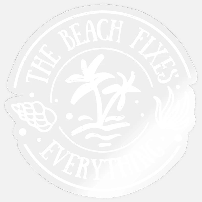 the beach fixes everything - Sticker Größe S (10 x 10 cm) - Transparent glänzend