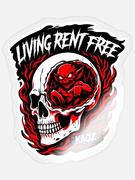 Mietfrei leben, Skull Flame - Sticker Größe S (10 x 10 cm) - Transparent glänzend