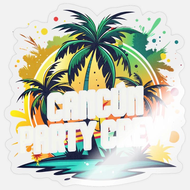 Cancun Party Crew - Sticker size S (10 x 10 cm) - transparent glossy