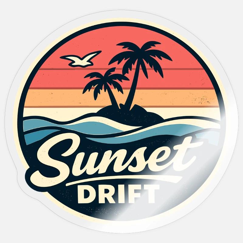 Dérive du coucher de soleil - Sticker taille S (10 x 10 cm) - brillant transparent
