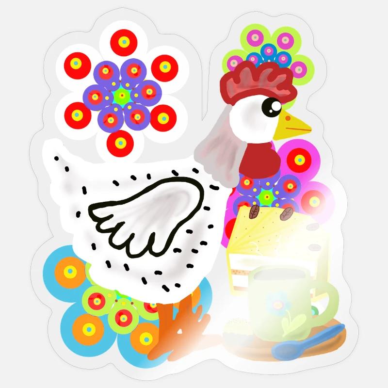 Henne  Kuchen Kaffeepause Kaffee Huhn - Sticker Größe S (10 x 10 cm) - Transparent glänzend