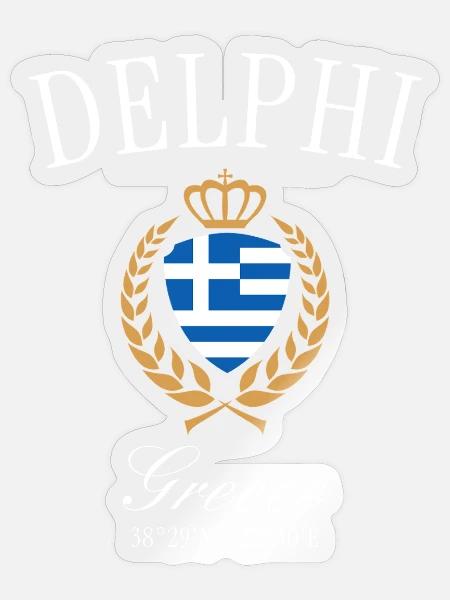 Delphi Griechenland Wappen Krone – Reise Souvenir - Sticker Größe S (10 x 10 cm) - Transparent glänzend
