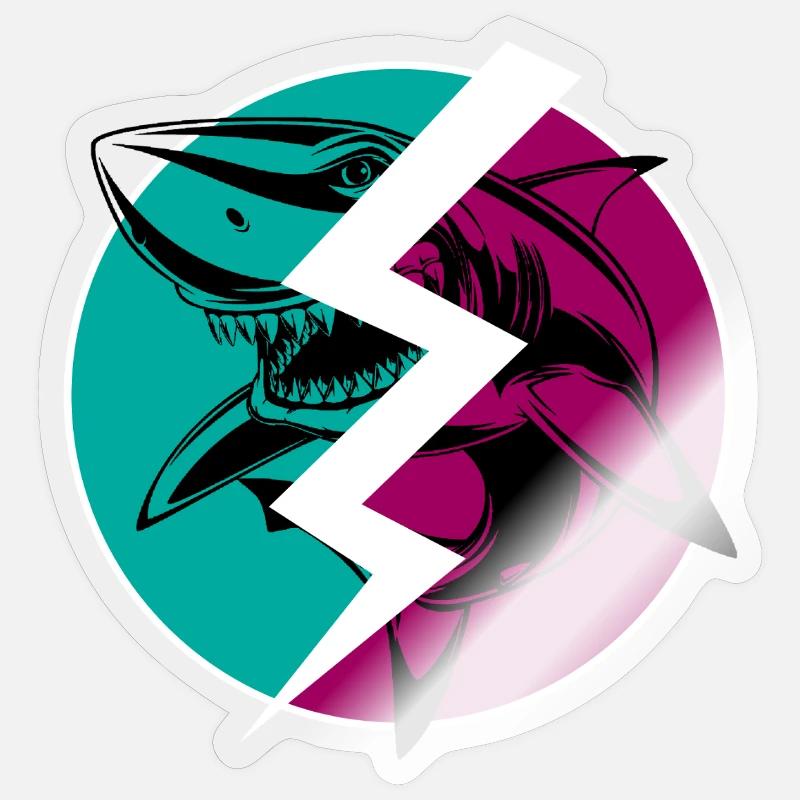 Elektrischer Split Shark - Sticker Größe S (10 x 10 cm) - Transparent glänzend