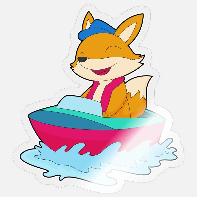 Fox Small Boat - Sticker size S (10 x 10 cm) - transparent glossy