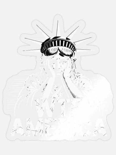 WTF America Freiheitsstatue Satire - Sticker Größe S (10 x 10 cm) - Transparent glänzend