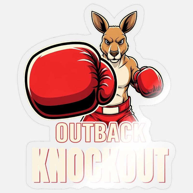 Outback Knockout Cartoon Kangaroo Boxer - Sticker size S (10 x 10 cm) - transparent glossy