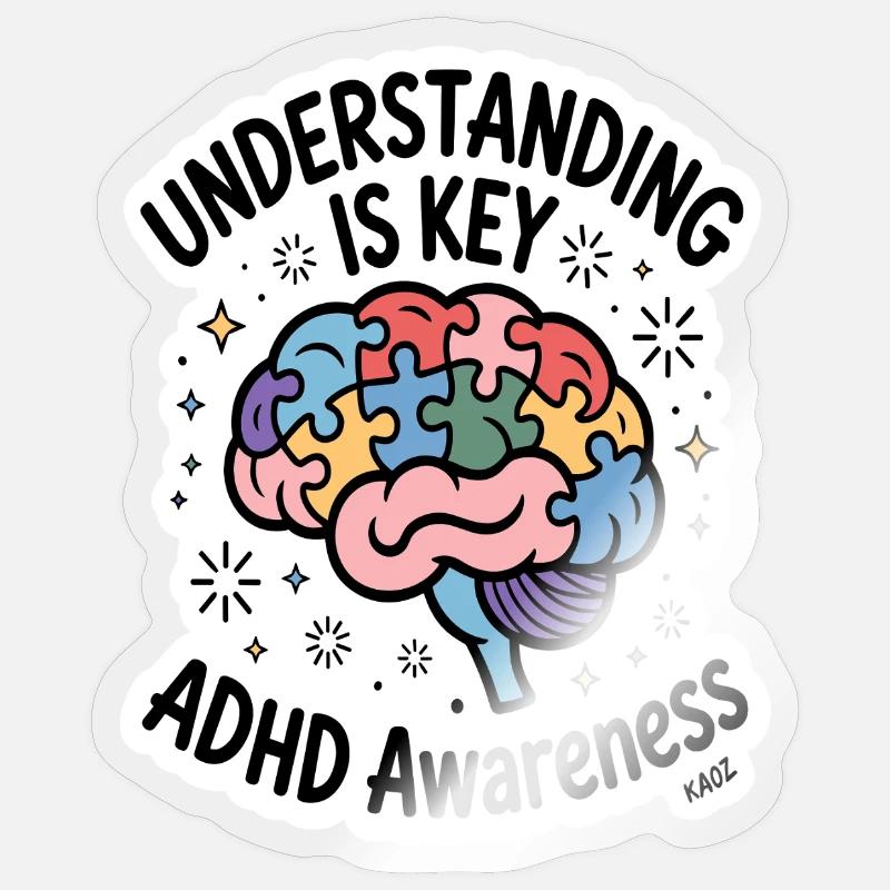 Puzzle Brain ADHD Awareness - Sticker size S (10 x 10 cm) - transparent glossy