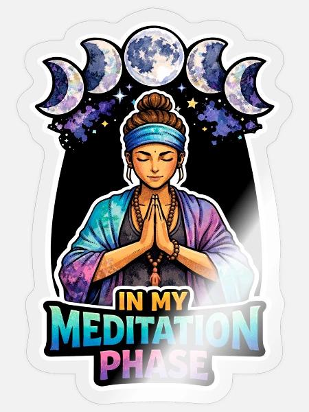 Mondmeditation, Mondachtsamkeit, Spirituell - Sticker Größe S (10 x 10 cm) - Transparent glänzend