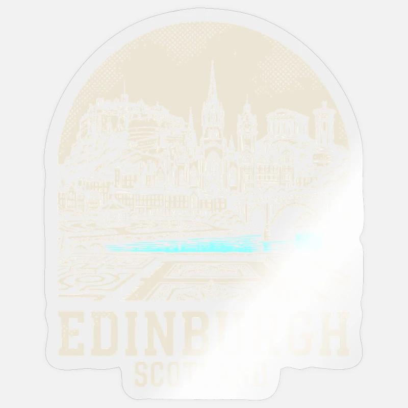 Edinburgh Skyline Blue River - Sticker size S (10 x 10 cm) - transparent glossy