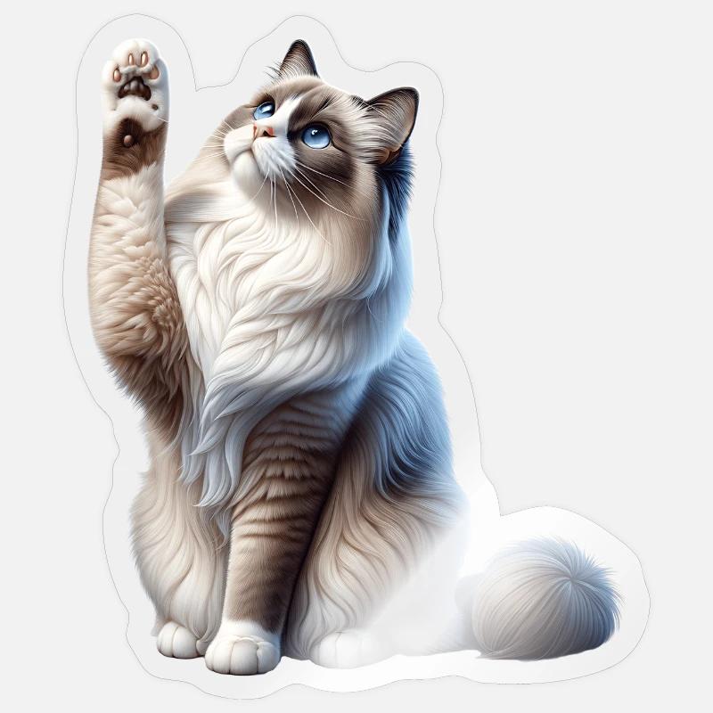 Ragdoll Katze Chatte Ragdoll - Sticker taille S (10 x 10 cm) - brillant transparent