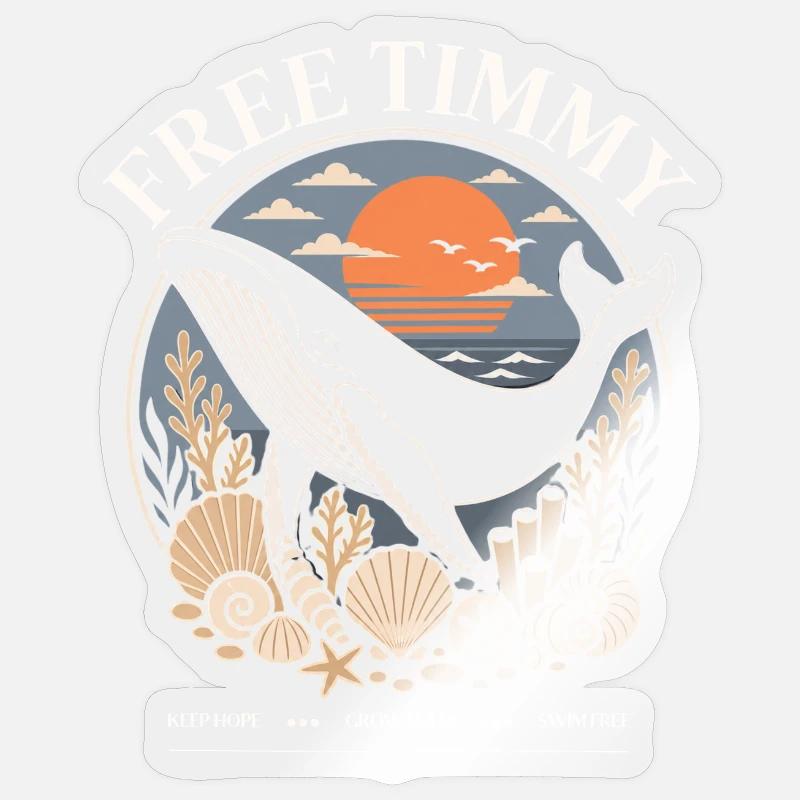 Buckelwal Timmy Hope Statement Merch - Sticker Größe S (10 x 10 cm) - Transparent glänzend