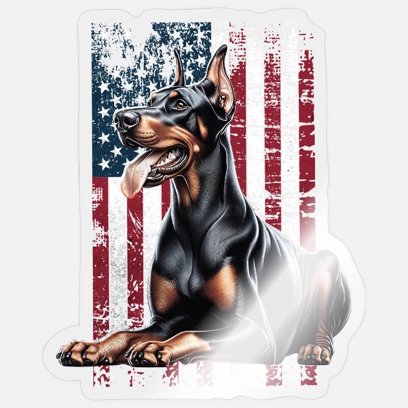 Doberman US Dobermann - Sticker Größe S (10 x 10 cm) - Transparent glänzend