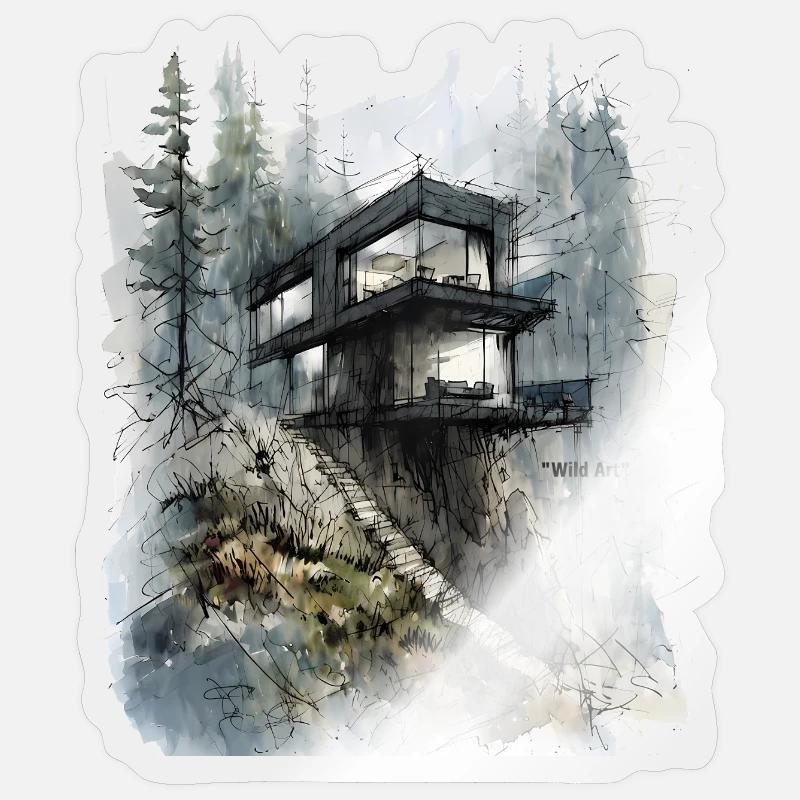 Waldglashütte auf der Klippe Sticker Größe S (10 x 10 cm)