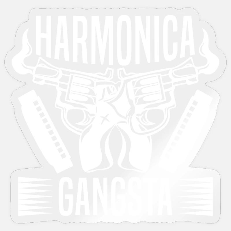 Harmonica Musican Gangsta Harmonica - Sticker Größe S (10 x 10 cm) - Transparent glänzend