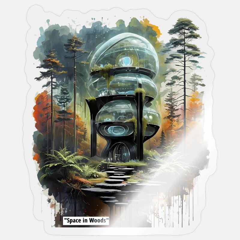 Space in Woods Dome - Sticker size S (10 x 10 cm) - transparent glossy