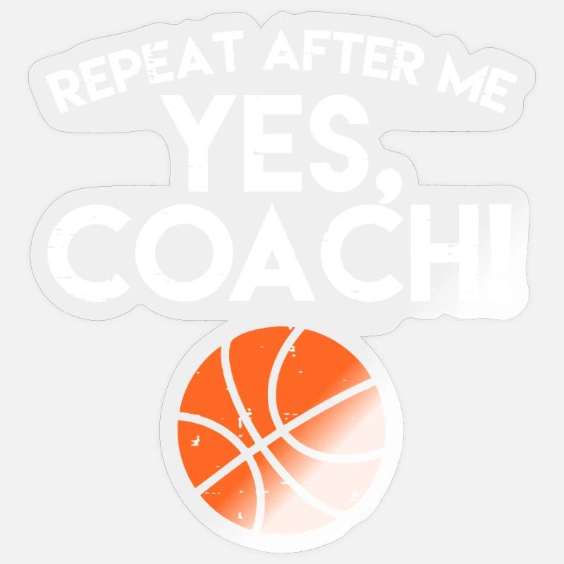 Hymne de basket Yes Coach - Sticker taille S (10 x 10 cm) - brillant transparent