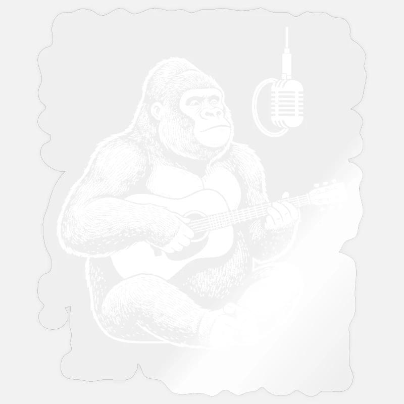 Gorilla Guitar Jam - Sticker taille S (10 x 10 cm) - brillant transparent