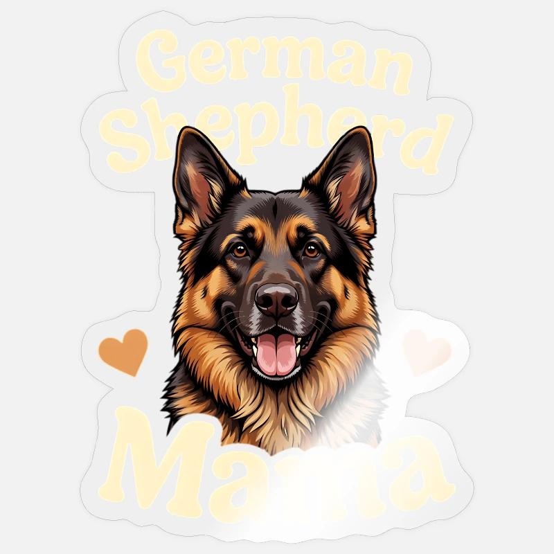 German Shepherd Mama Schäferhund Geschenk - Sticker Größe S (10 x 10 cm) - Transparent glänzend