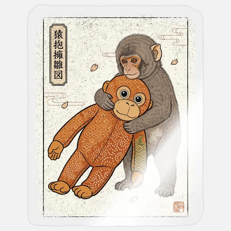 Ukiyo-e Baby Monkey Punch - Sticker Größe S (10 x 10 cm) - Transparent glänzend