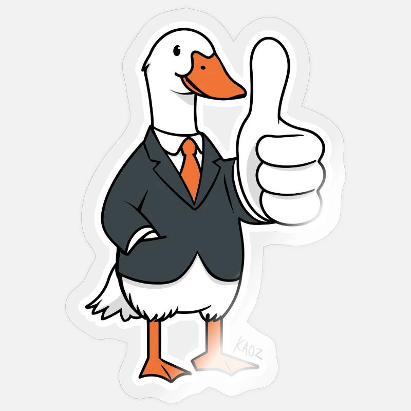 Dapper Duck in a Suit - Sticker size S (10 x 10 cm) - transparent glossy
