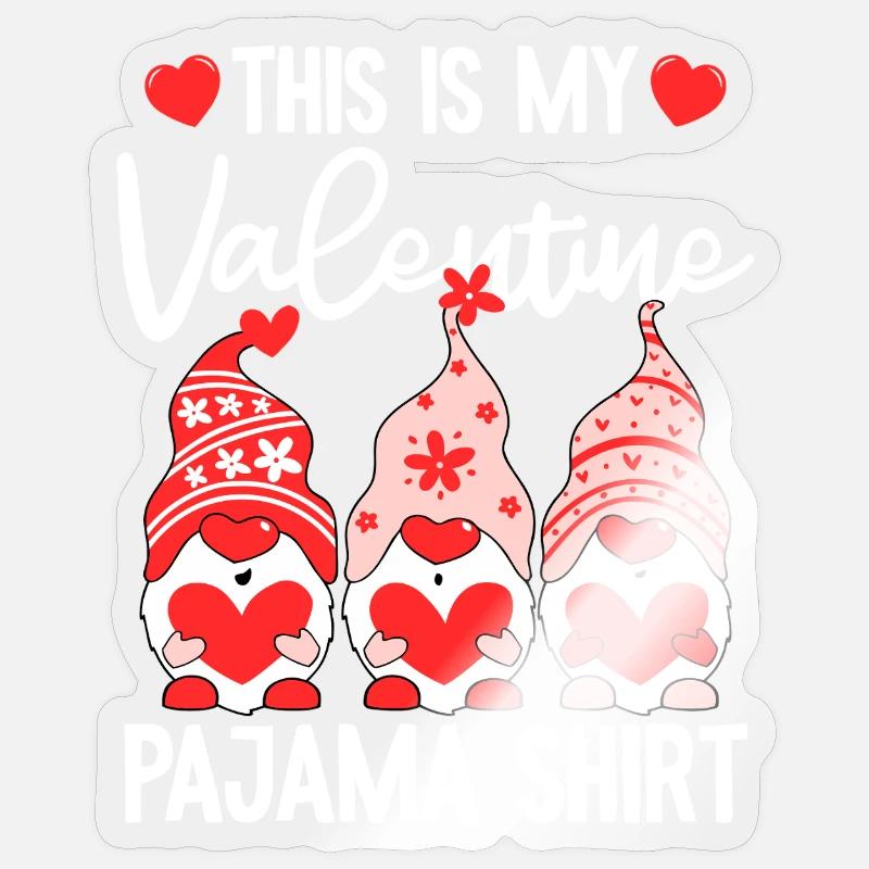 Valentine Gnome Pyjama-Hemd - Sticker Größe S (10 x 10 cm) - Transparent glänzend