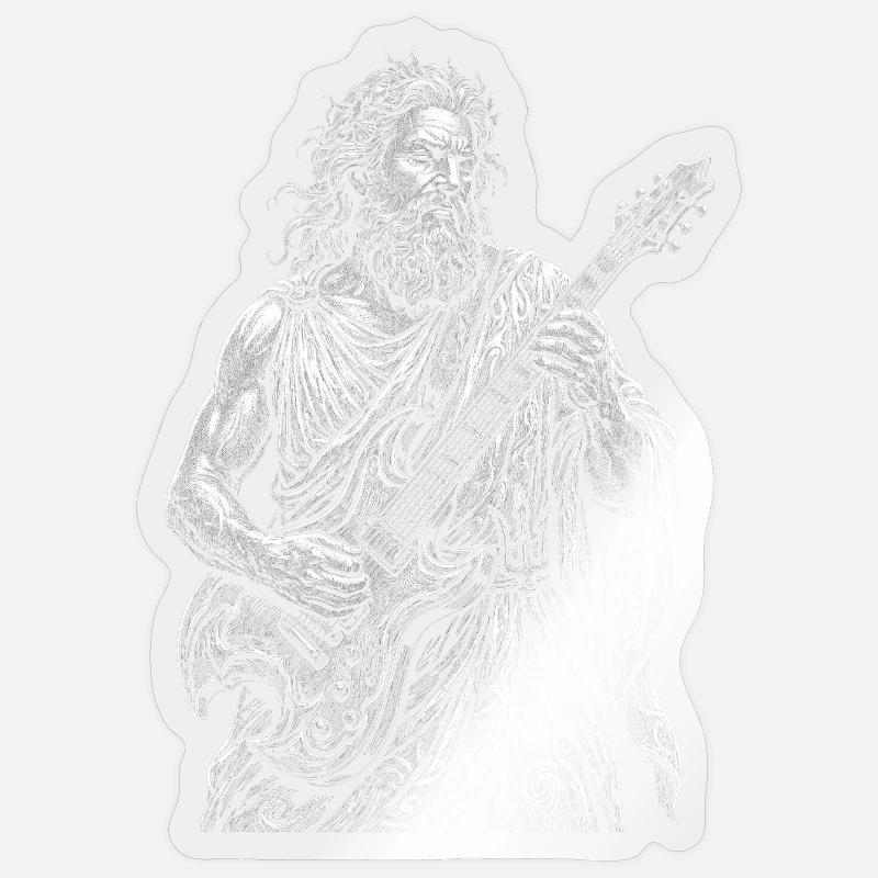 Poseidon plays guitar - Sticker size S (10 x 10 cm) - transparent glossy