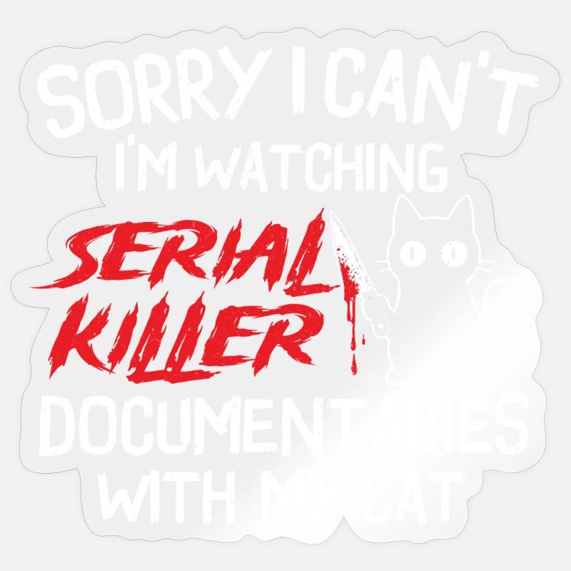 Serial Killer Docs mit Cat schauen - Sticker Größe S (10 x 10 cm) - Transparent glänzend
