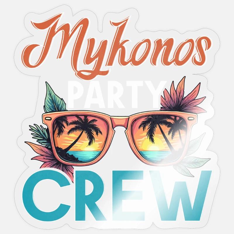 Mykonos Crew - Sticker Größe S (10 x 10 cm) - Transparent glänzend