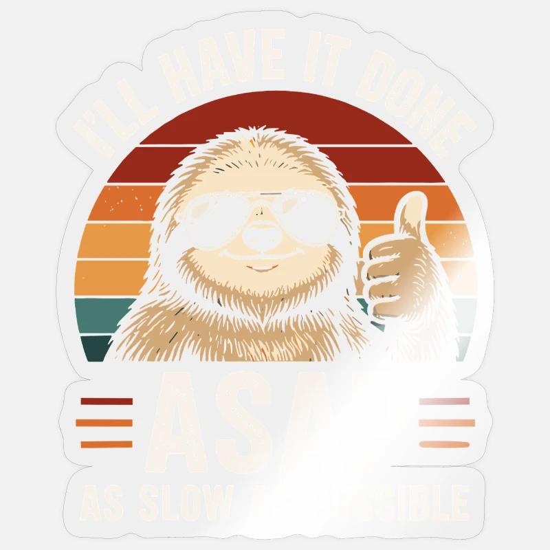 Aussi lent que possible Sloth Retro - Sticker taille S (10 x 10 cm) - brillant transparent
