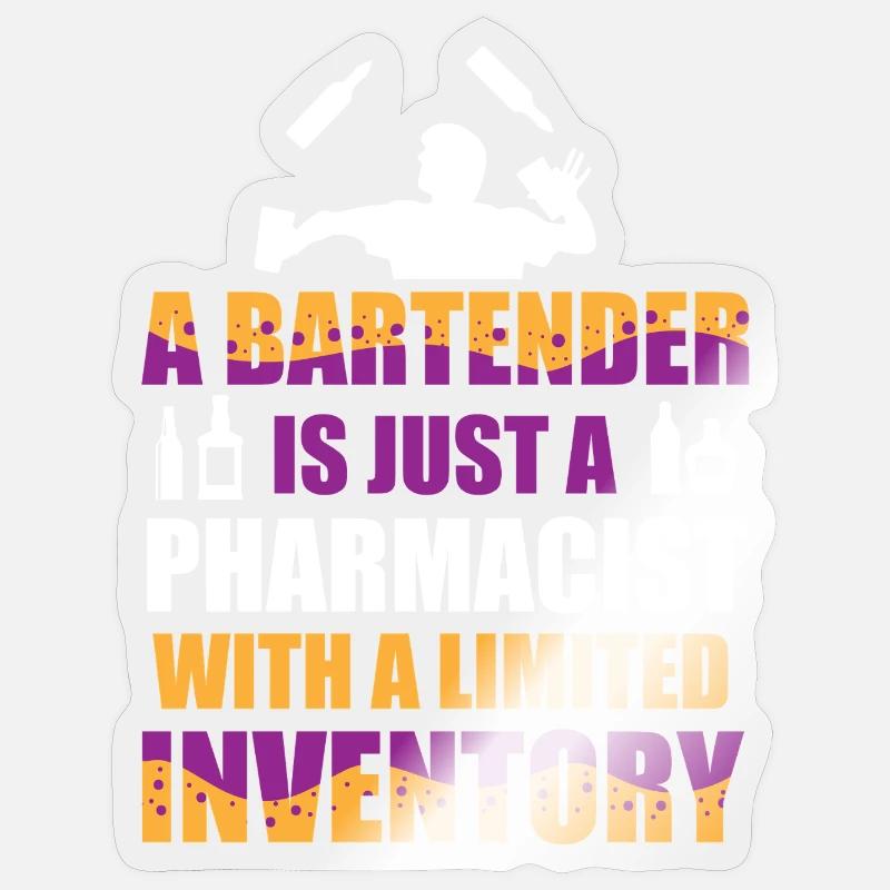 bartender waiter bartender bartender - Sticker size S (10 x 10 cm) - transparent glossy