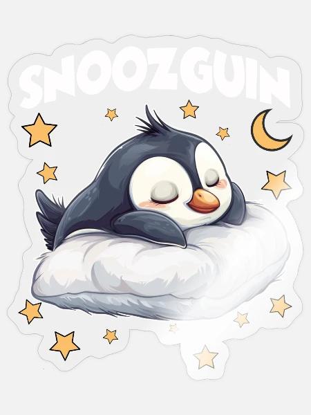 Snoozguin Pinguin Pyjama Morgenmuffel Langschläfer - Sticker Größe S (10 x 10 cm) - Transparent glänzend