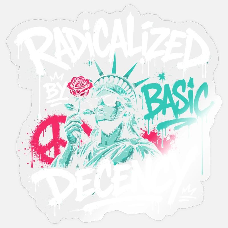 Radikalisierte Basic Decency Graffiti - Sticker Größe S (10 x 10 cm) - Transparent glänzend