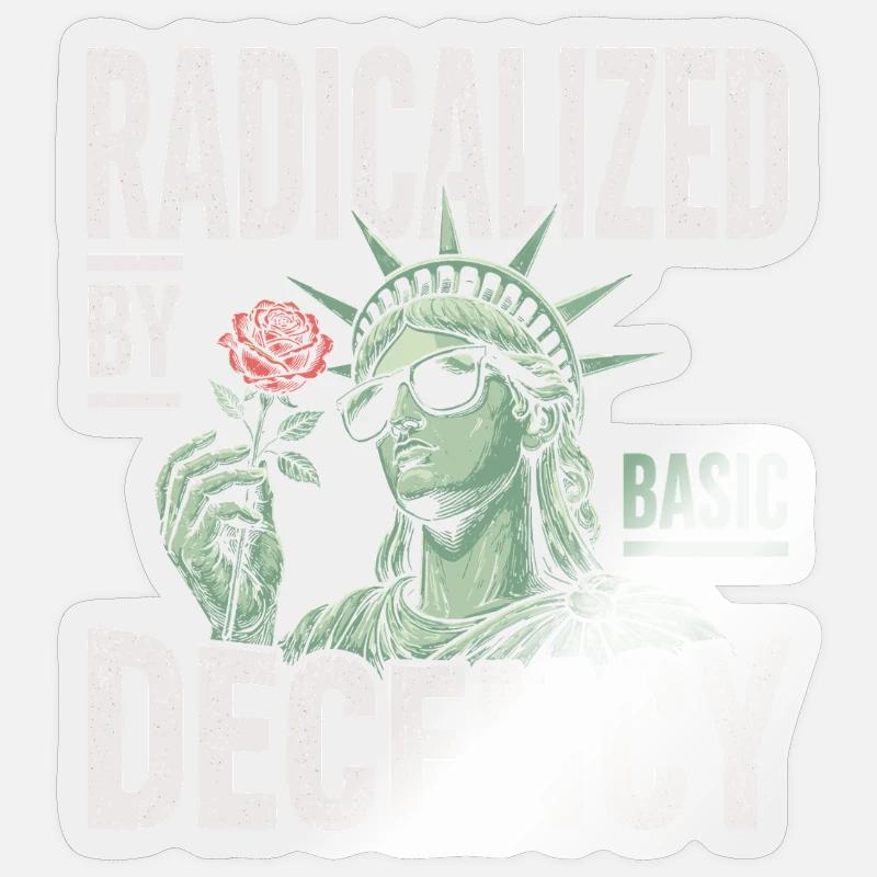 Radicalized by Decency Statue - Sticker size S (10 x 10 cm) - transparent glossy