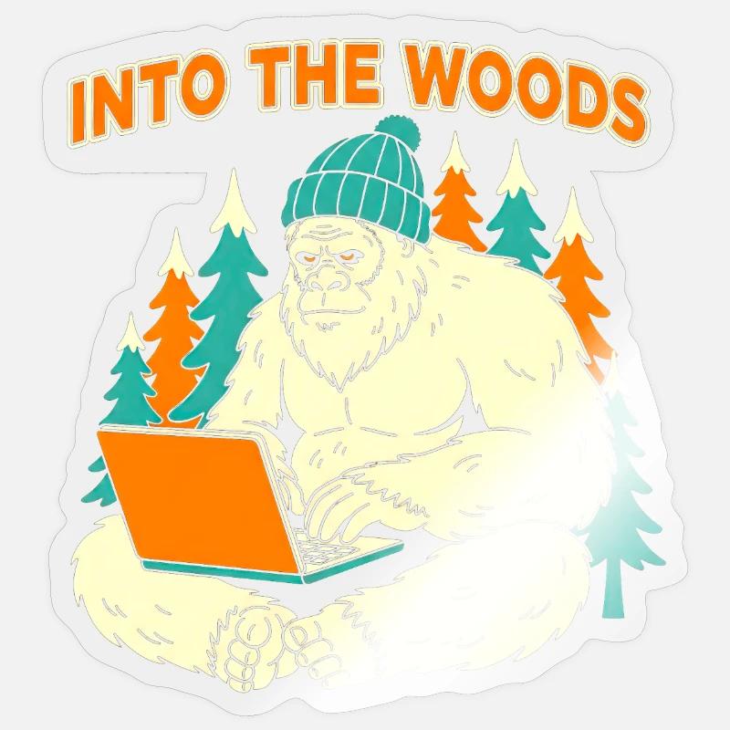 Sasquatch-Laptop im Wald - Sticker Größe S (10 x 10 cm) - Transparent glänzend