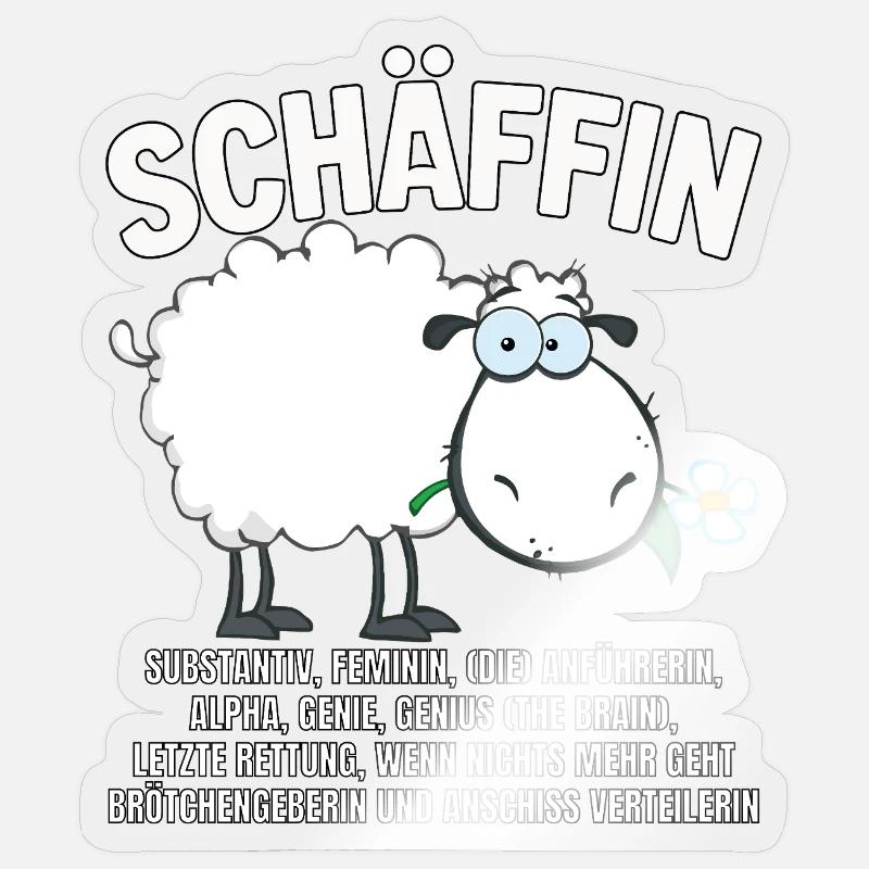 Schäffin - Alpha Schaf mit Sonnenbrille - Sticker Größe S (10 x 10 cm) - Transparent glänzend