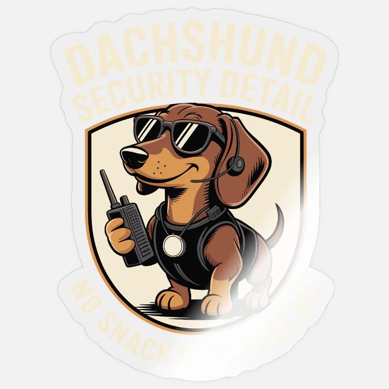 Dackel Snackwache - Sticker Größe S (10 x 10 cm) - Transparent glänzend